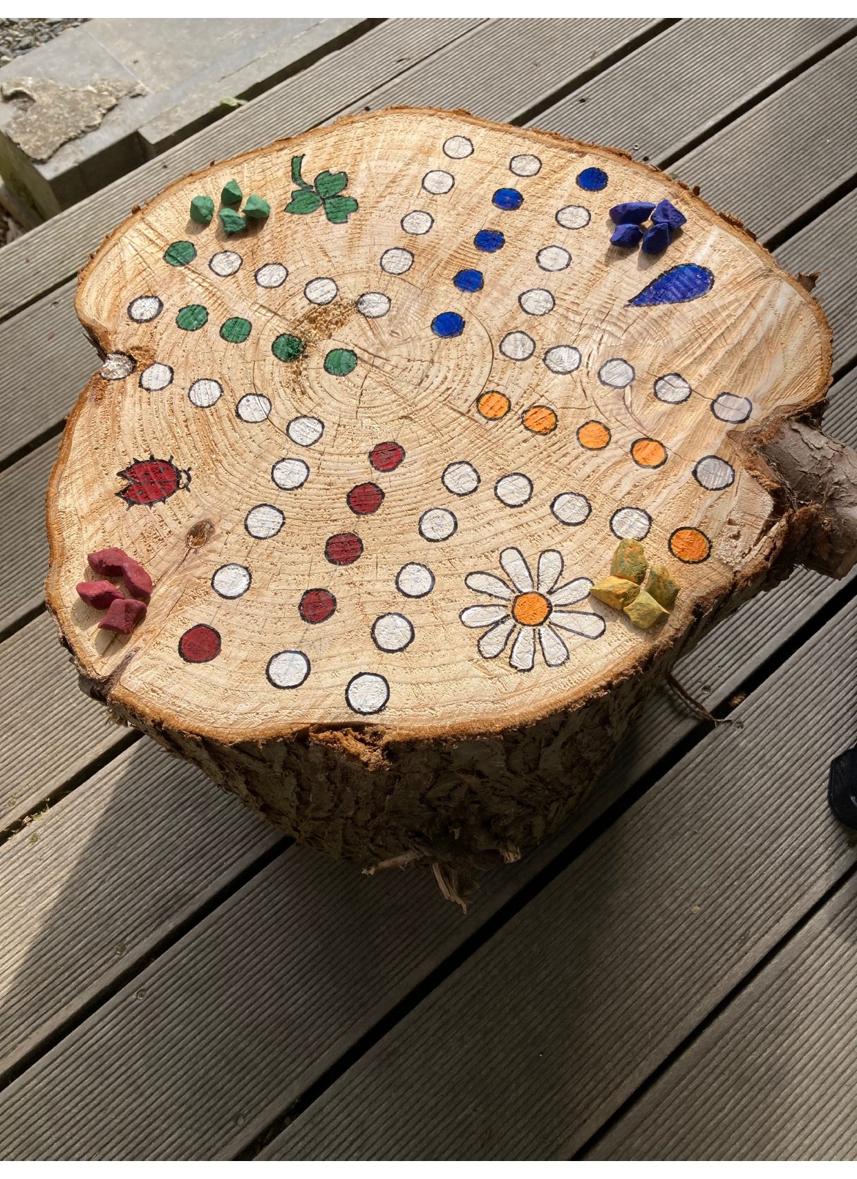 Jeu sur tronc d'arbre